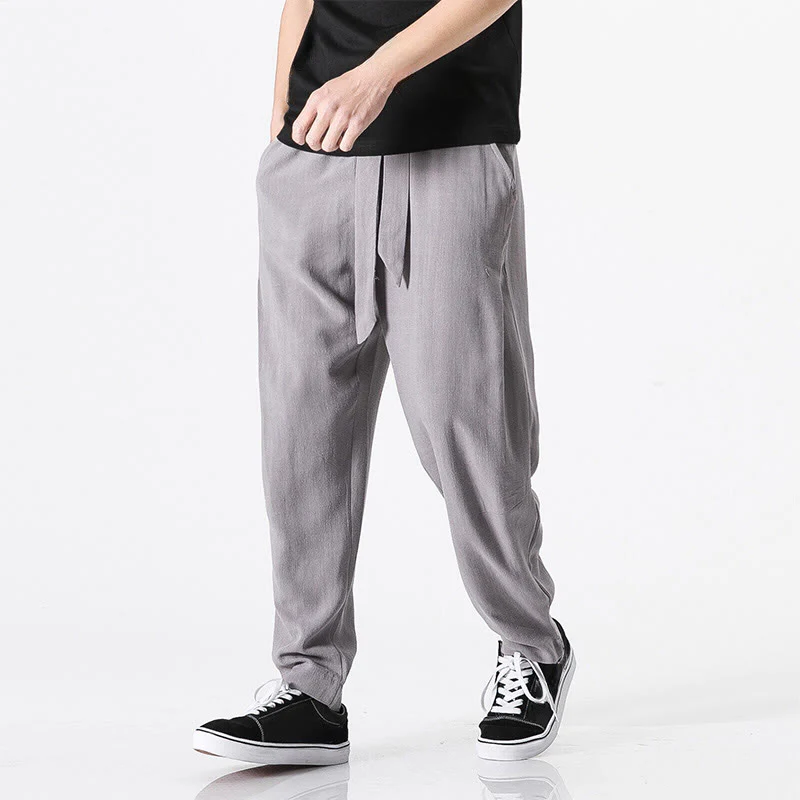 Pantaloni harem da uomo in cotone con tasche, modello Buddha Stones Commute, tinta unita e design semplice - Image 10