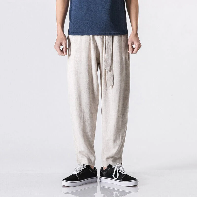 Pantaloni harem da uomo in cotone con tasche, modello Buddha Stones Commute, tinta unita e design semplice - Image 6