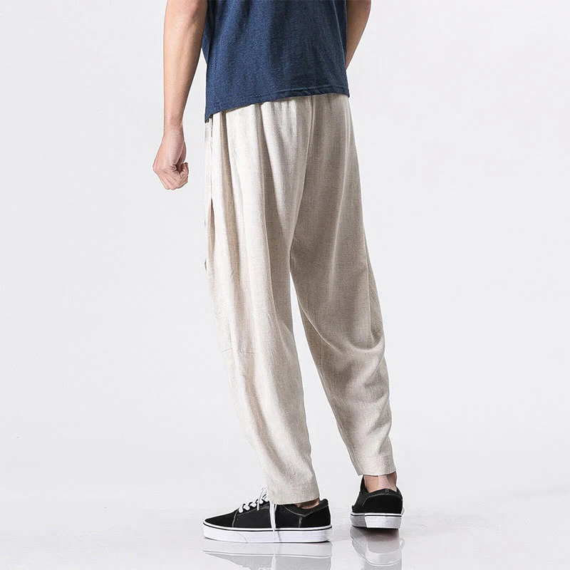 Pantaloni harem da uomo in cotone con tasche, modello Buddha Stones Commute, tinta unita e design semplice - Image 7