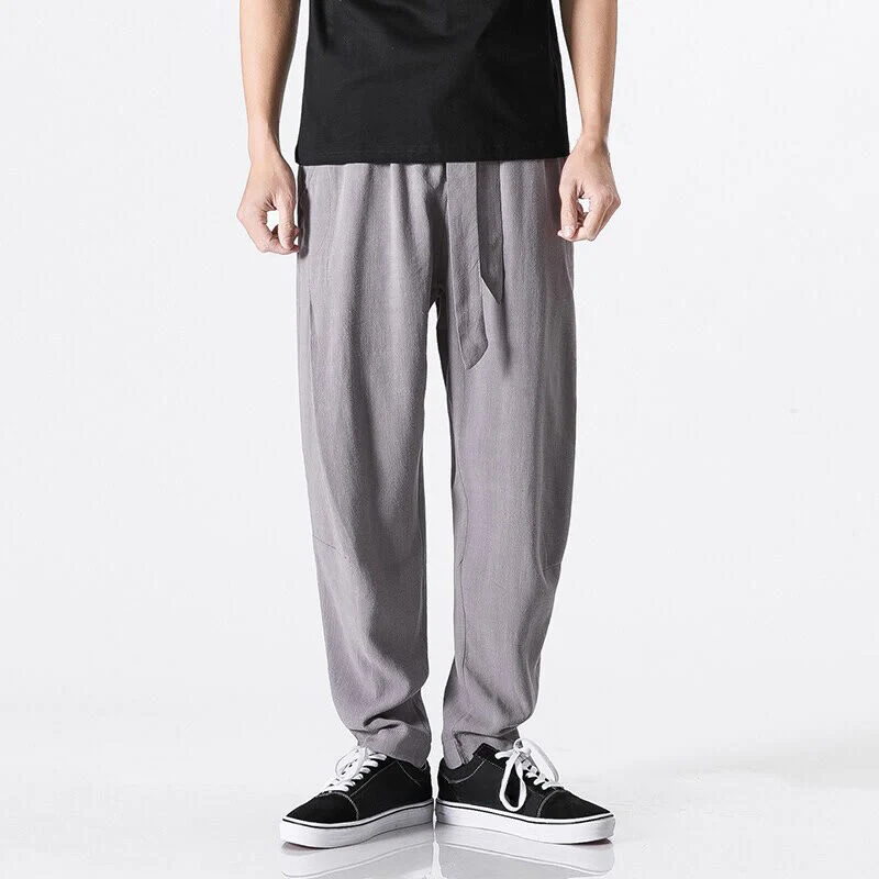 Pantaloni harem da uomo in cotone con tasche, modello Buddha Stones Commute, tinta unita e design semplice - Image 9