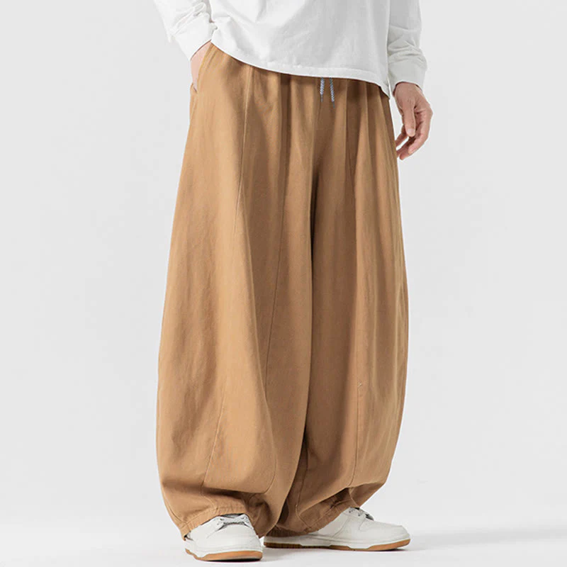 Pantaloni harem da uomo in cotone elasticizzato con tasche, tinta unita, modello Buddha Stones Fall - Image 10