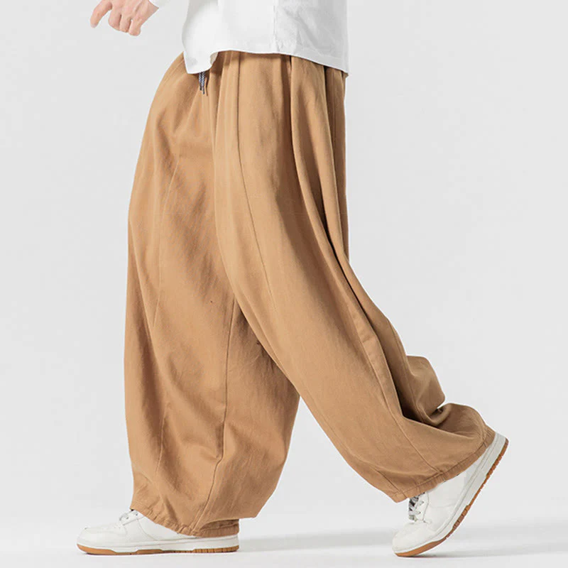 Pantaloni harem da uomo in cotone elasticizzato con tasche, tinta unita, modello Buddha Stones Fall - Image 12