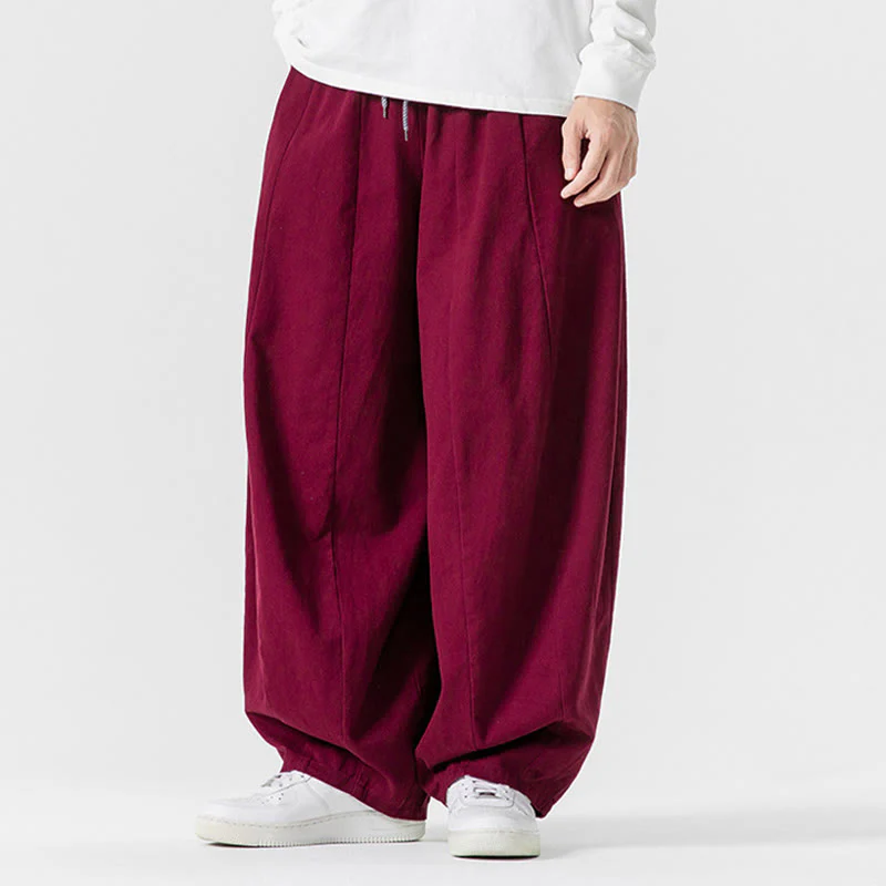 Pantaloni harem da uomo in cotone elasticizzato con tasche, tinta unita, modello Buddha Stones Fall - Image 31