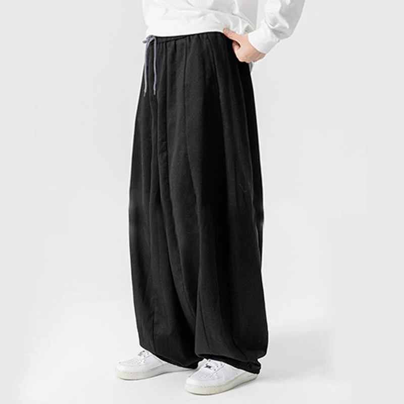 Pantaloni harem da uomo in cotone elasticizzato con tasche, tinta unita, modello Buddha Stones Fall - Image 45