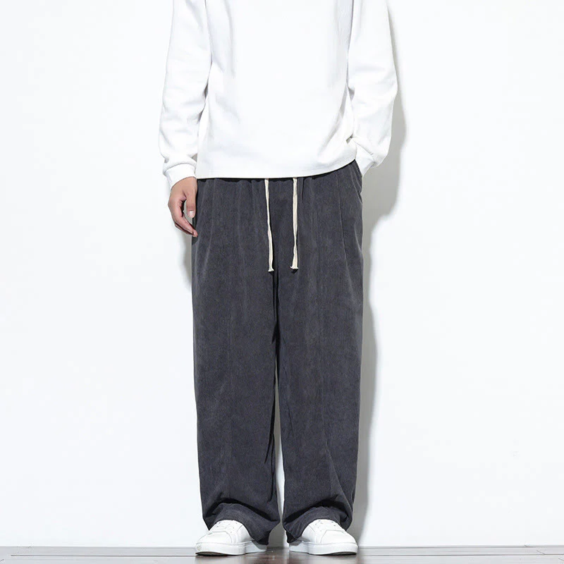 Pantaloni harem da uomo in puro cotone a coste con tasche e coulisse Buddha Stones - Image 11