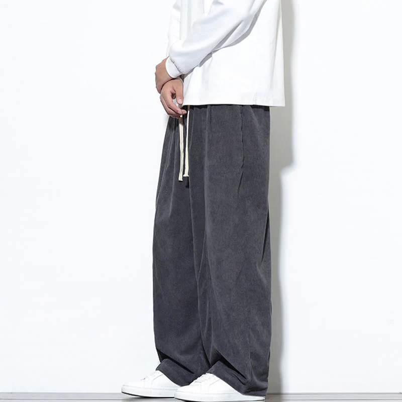 Pantaloni harem da uomo in puro cotone a coste con tasche e coulisse Buddha Stones - Image 12