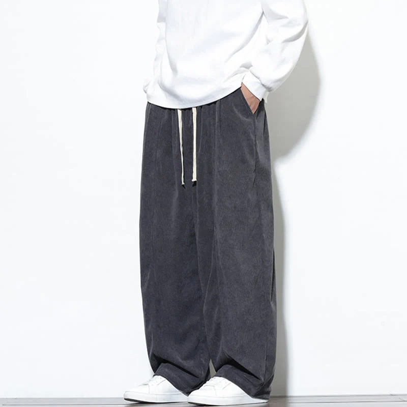 Pantaloni harem da uomo in puro cotone a coste con tasche e coulisse Buddha Stones - Image 17