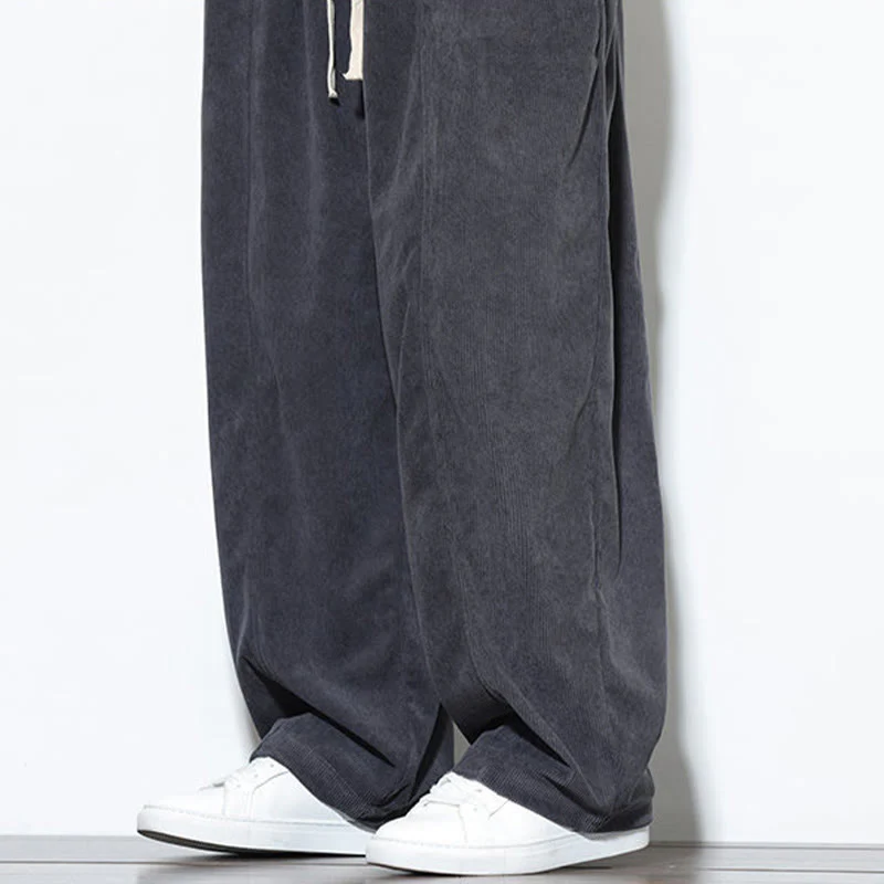 Pantaloni harem da uomo in puro cotone a coste con tasche e coulisse Buddha Stones - Image 23