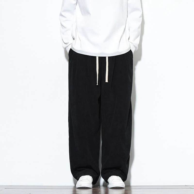Pantaloni harem da uomo in puro cotone a coste con tasche e coulisse Buddha Stones - Image 24