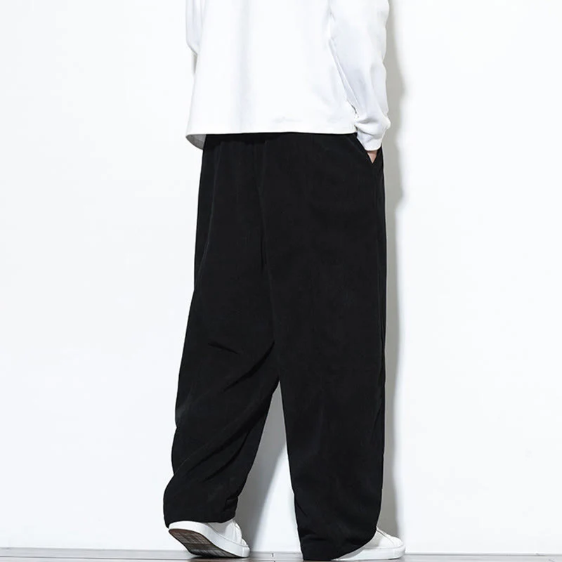 Pantaloni harem da uomo in puro cotone a coste con tasche e coulisse Buddha Stones - Image 28