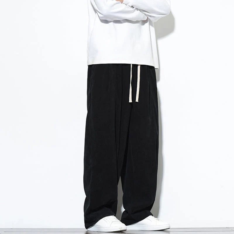 Pantaloni harem da uomo in puro cotone a coste con tasche e coulisse Buddha Stones - Image 29