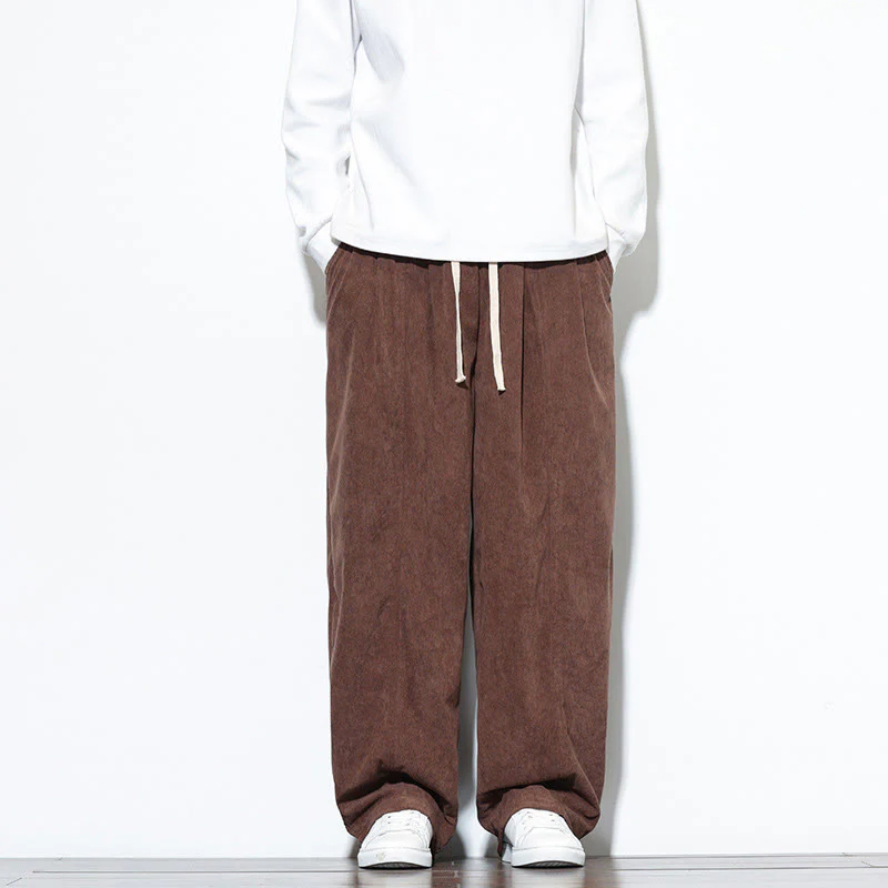 Pantaloni harem da uomo in puro cotone a coste con tasche e coulisse Buddha Stones - Image 32