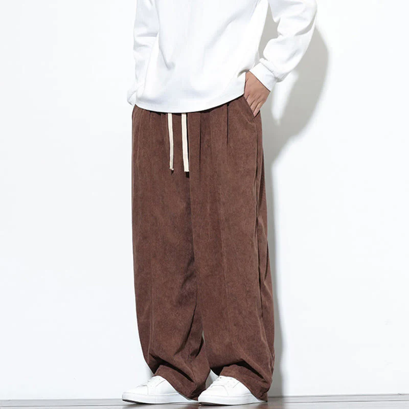 Pantaloni harem da uomo in puro cotone a coste con tasche e coulisse Buddha Stones - Image 35
