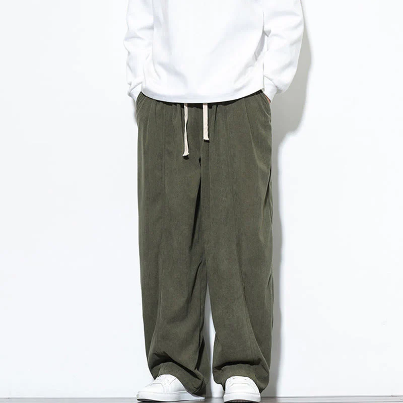 Pantaloni harem da uomo in puro cotone a coste con tasche e coulisse Buddha Stones - Image 6