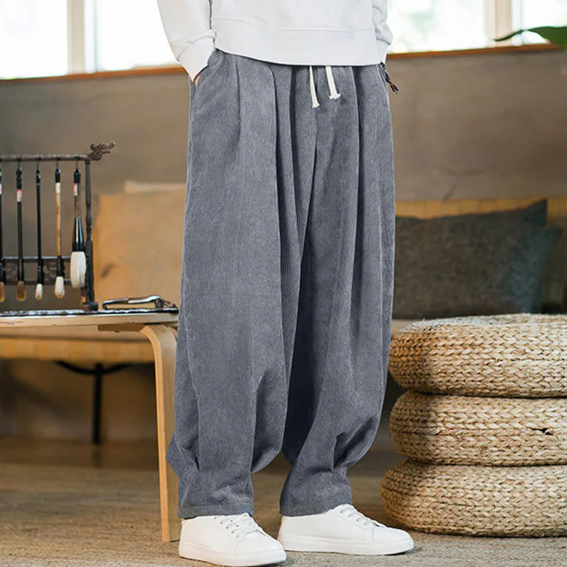 Pantaloni harem da uomo in velluto a coste con fodera in pile, stile retrò, con tasche, modello Buddha Stones - Image 17