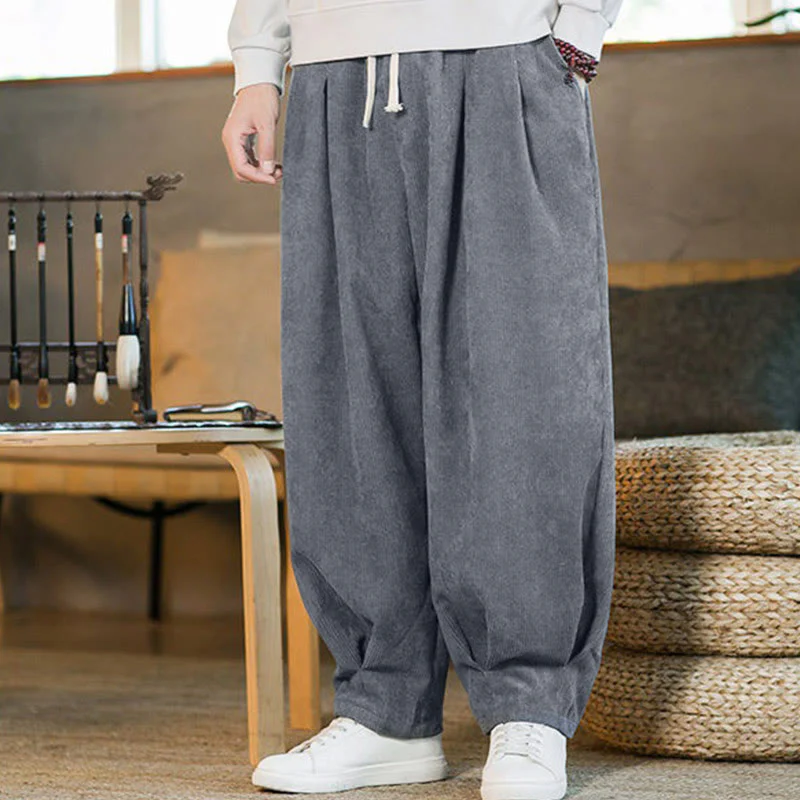 Pantaloni harem da uomo in velluto a coste con fodera in pile, stile retrò, con tasche, modello Buddha Stones - Image 18