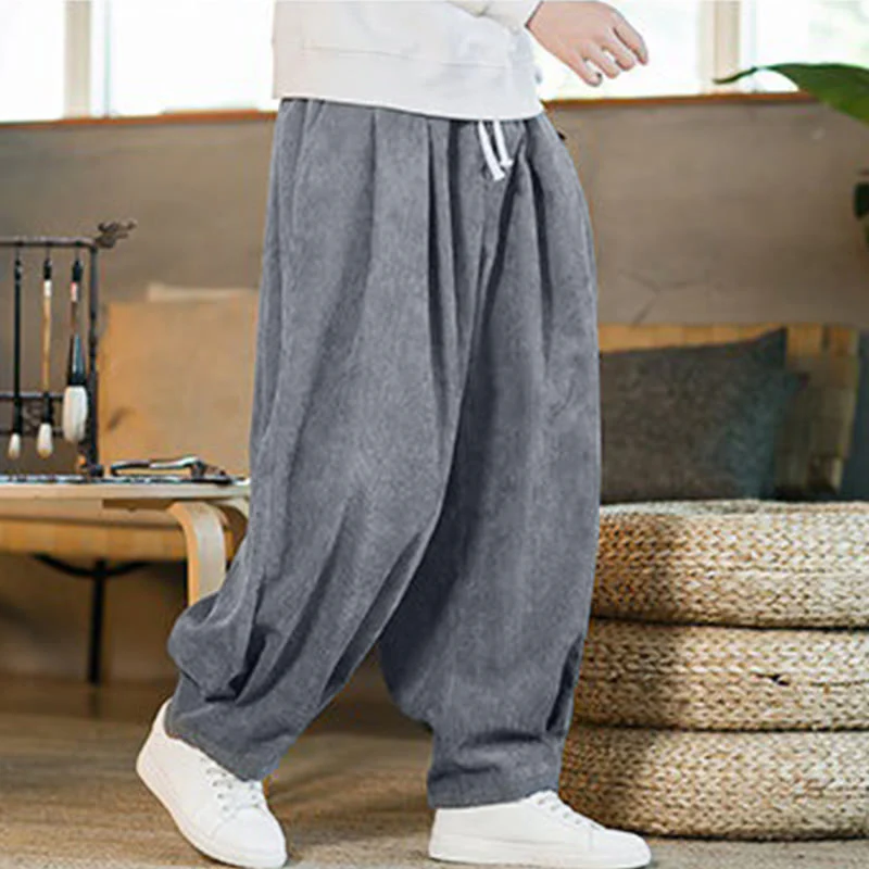 Pantaloni harem da uomo in velluto a coste con fodera in pile, stile retrò, con tasche, modello Buddha Stones - Image 19