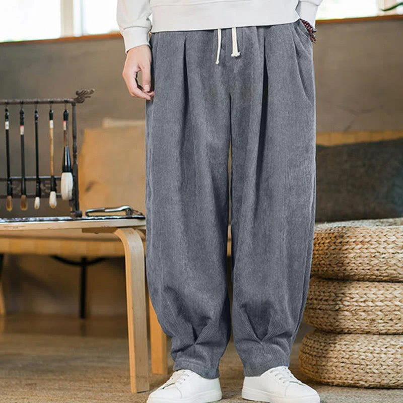 Pantaloni harem da uomo in velluto a coste con fodera in pile, stile retrò, con tasche, modello Buddha Stones - Image 20