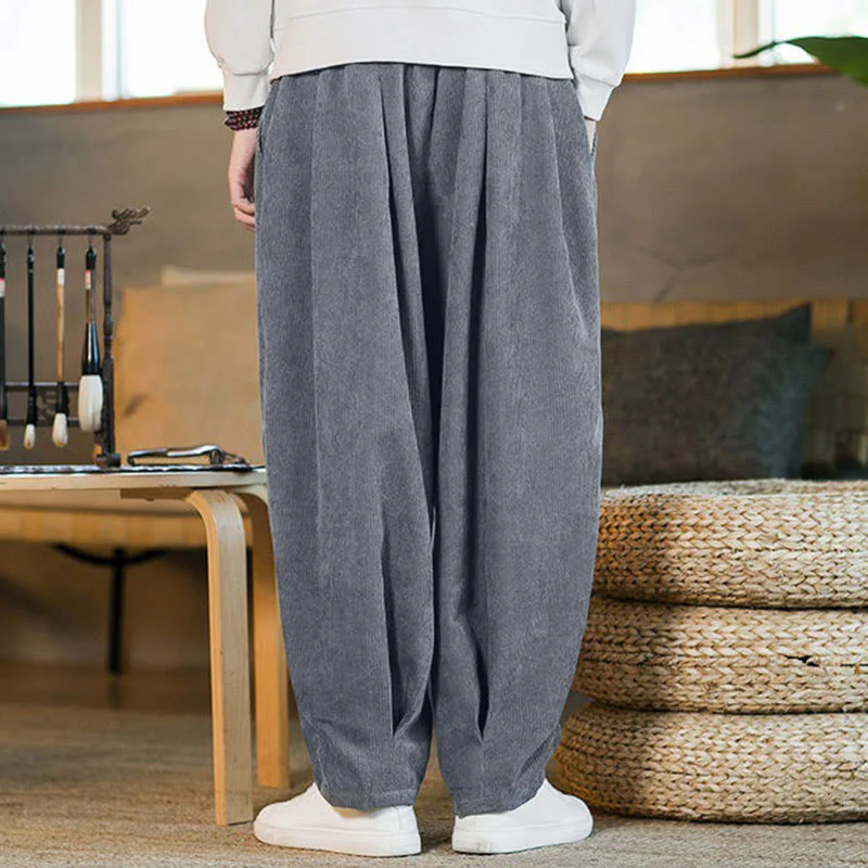 Pantaloni harem da uomo in velluto a coste con fodera in pile, stile retrò, con tasche, modello Buddha Stones - Image 21