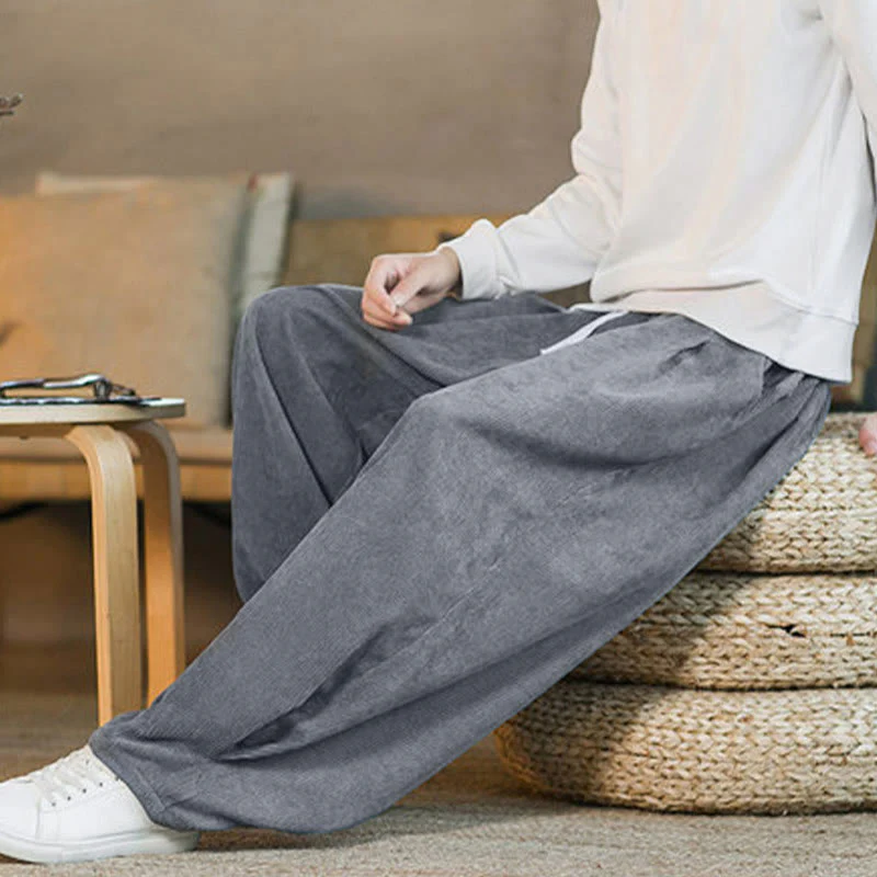 Pantaloni harem da uomo in velluto a coste con fodera in pile, stile retrò, con tasche, modello Buddha Stones - Image 22