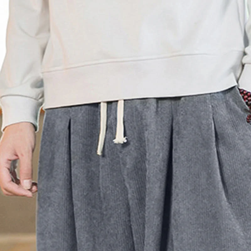 Pantaloni harem da uomo in velluto a coste con fodera in pile, stile retrò, con tasche, modello Buddha Stones - Image 23