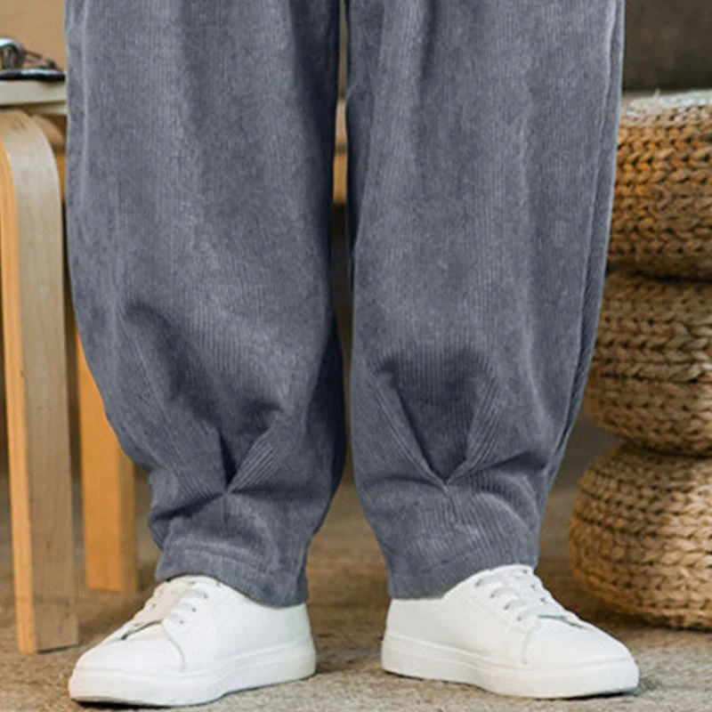 Pantaloni harem da uomo in velluto a coste con fodera in pile, stile retrò, con tasche, modello Buddha Stones - Image 24