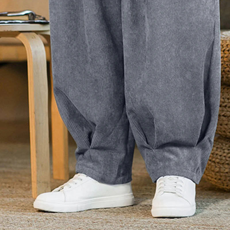 Pantaloni harem da uomo in velluto a coste con fodera in pile, stile retrò, con tasche, modello Buddha Stones - Image 25