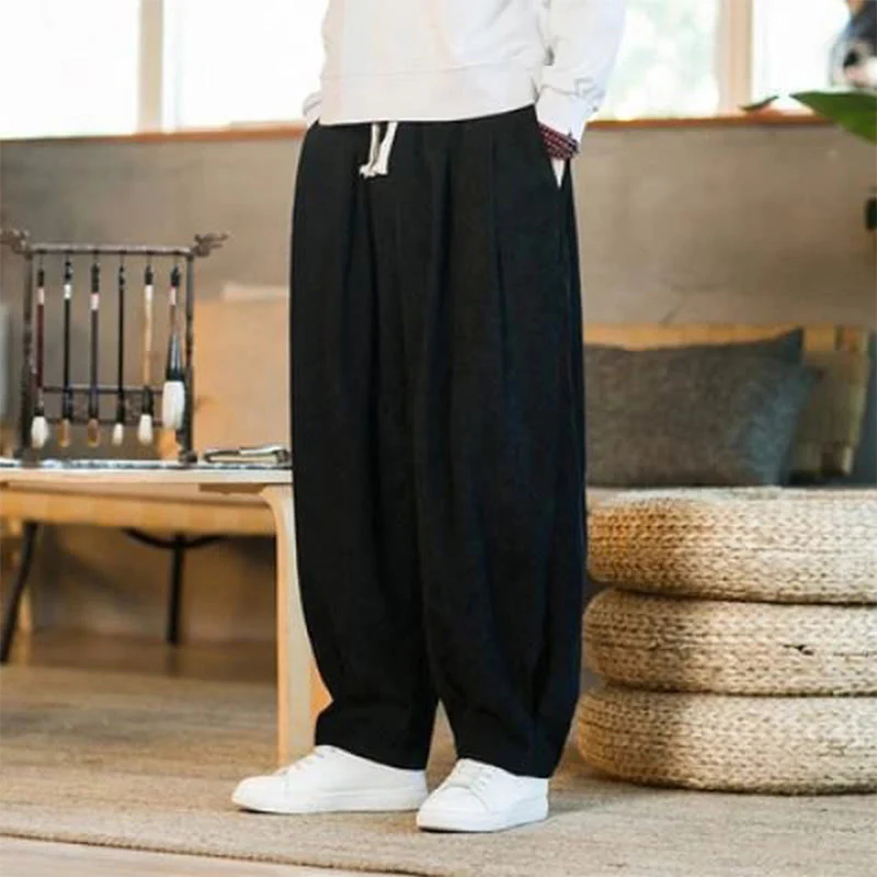 Pantaloni harem da uomo in velluto a coste con fodera in pile, stile retrò, con tasche, modello Buddha Stones - Image 37