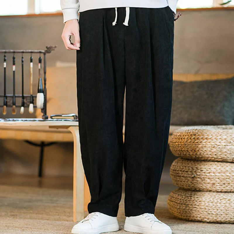 Pantaloni harem da uomo in velluto a coste con fodera in pile, stile retrò, con tasche, modello Buddha Stones - Image 41