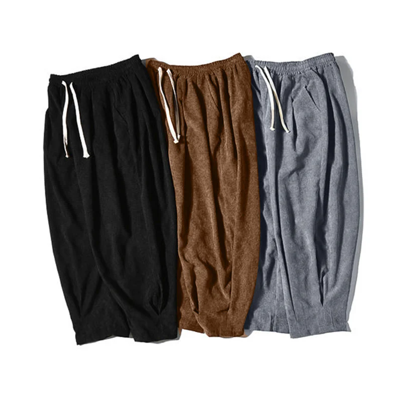 Pantaloni harem da uomo in velluto a coste con fodera in pile, stile retrò, con tasche, modello Buddha Stones - Image 48