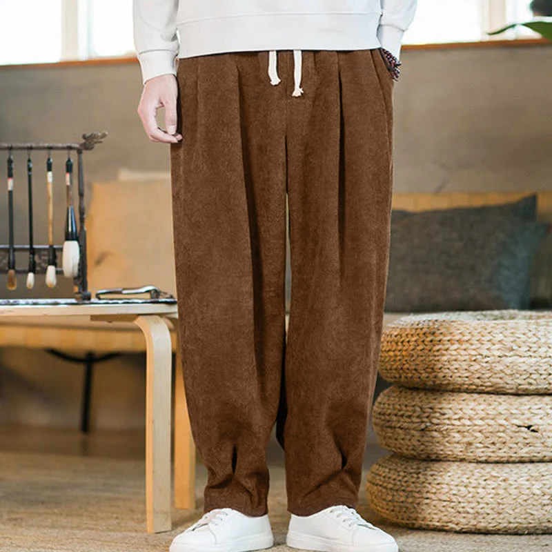 Pantaloni harem da uomo in velluto a coste con fodera in pile, stile retrò, con tasche, modello Buddha Stones - Image 6