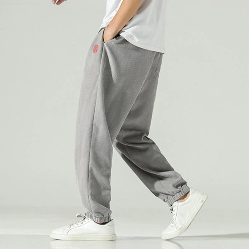 Pantaloni harem da uomo in velluto a coste con ricamo Buddha Stones Fall Plain con tasche - Image 20