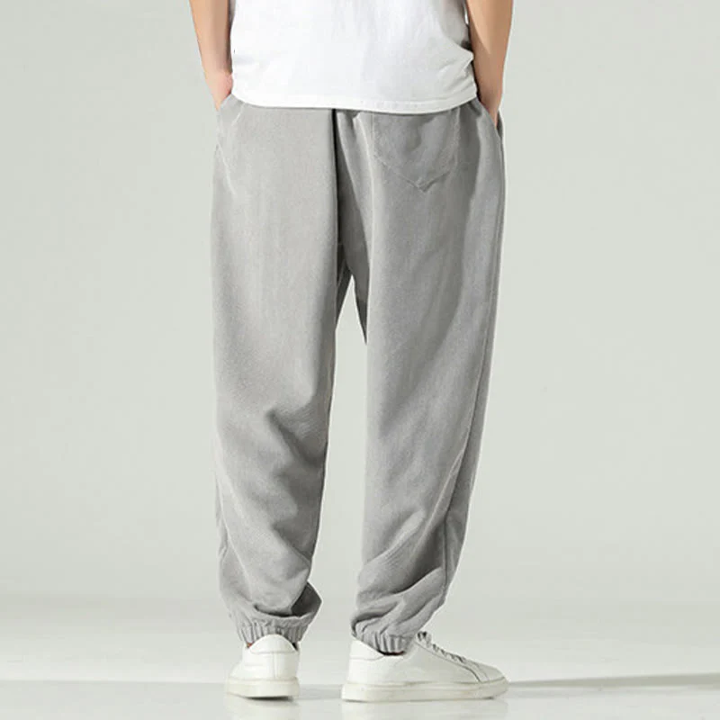Pantaloni harem da uomo in velluto a coste con ricamo Buddha Stones Fall Plain con tasche - Image 21