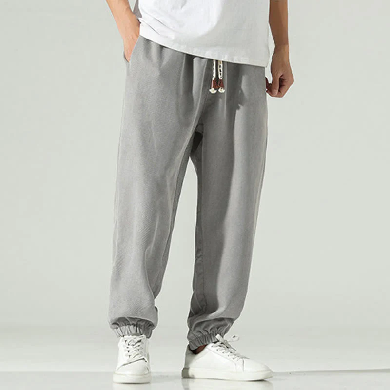 Pantaloni harem da uomo in velluto a coste con ricamo Buddha Stones Fall Plain con tasche - Image 22