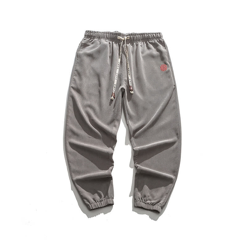 Pantaloni harem da uomo in velluto a coste con ricamo Buddha Stones Fall Plain con tasche - Image 24