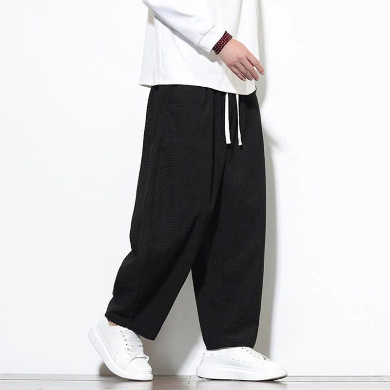 Pantaloni harem da uomo in velluto a coste di puro cotone con tasche, alla caviglia , Buddha Stones - Image 23