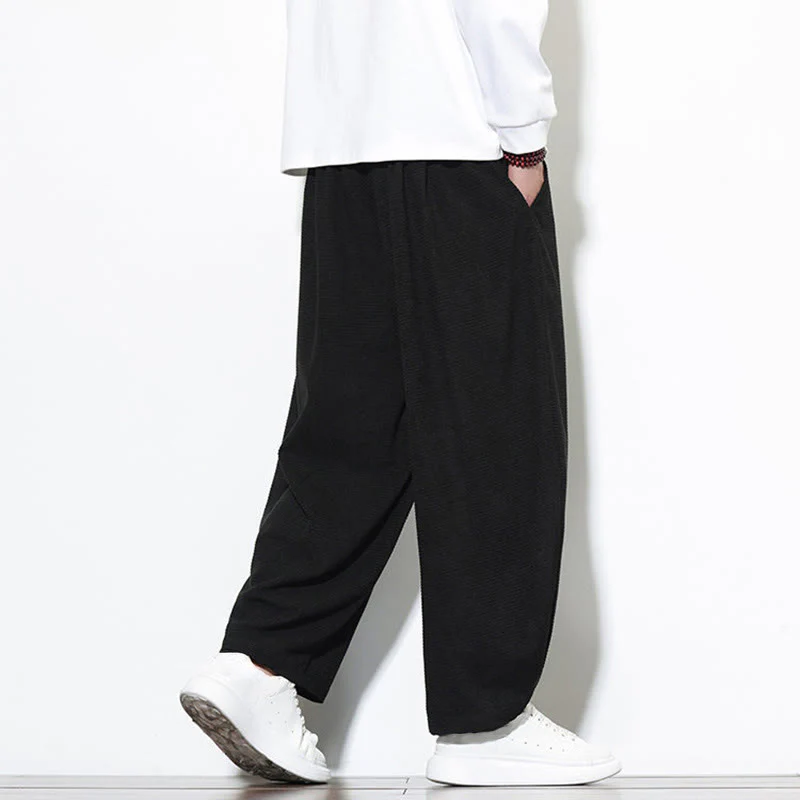 Pantaloni harem da uomo in velluto a coste di puro cotone con tasche, alla caviglia , Buddha Stones - Image 24