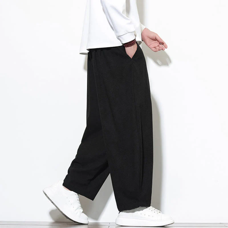 Pantaloni harem da uomo in velluto a coste di puro cotone con tasche, alla caviglia , Buddha Stones - Image 25