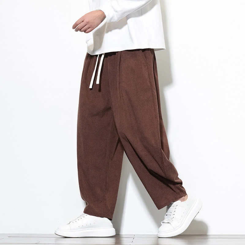 Pantaloni harem da uomo in velluto a coste di puro cotone con tasche, alla caviglia , Buddha Stones - Image 28