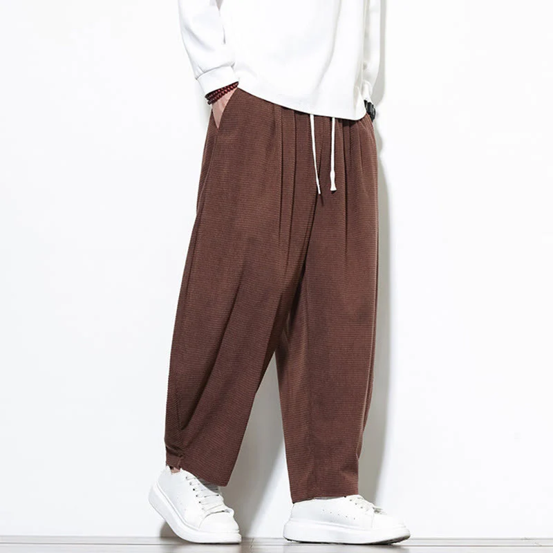 Pantaloni harem da uomo in velluto a coste di puro cotone con tasche, alla caviglia , Buddha Stones - Image 32
