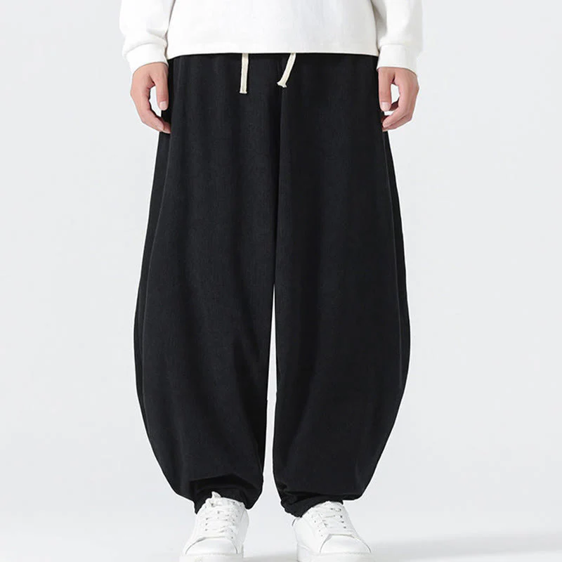 Pantaloni harem da uomo in velluto a coste tinta unita con tasche Buddha Stones Fall - Image 10