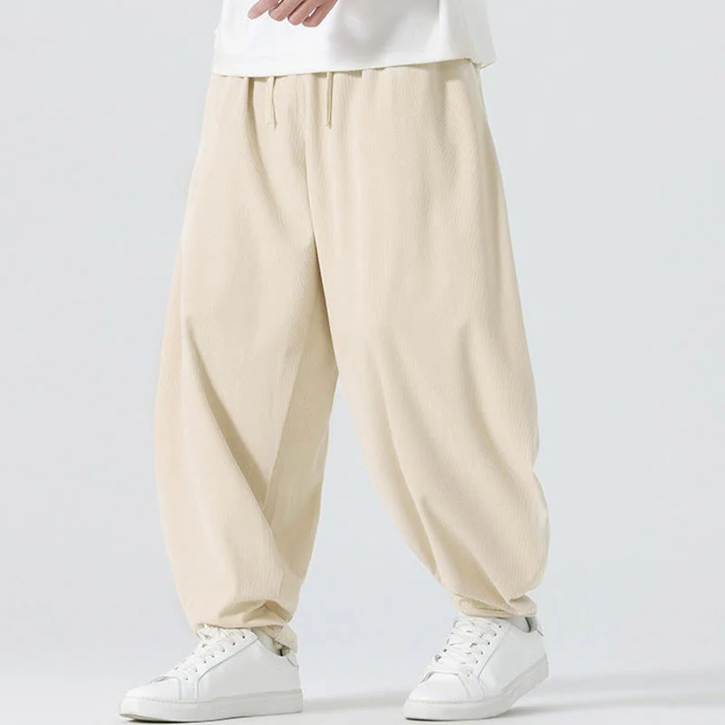 Pantaloni harem da uomo in velluto a coste tinta unita con tasche Buddha Stones Fall - Image 12