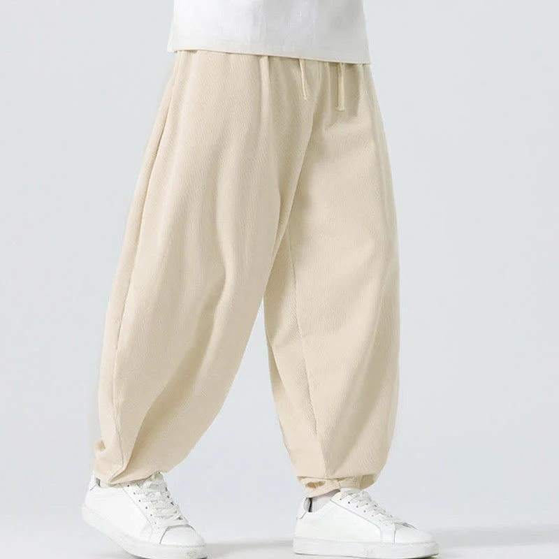 Pantaloni harem da uomo in velluto a coste tinta unita con tasche Buddha Stones Fall - Image 13