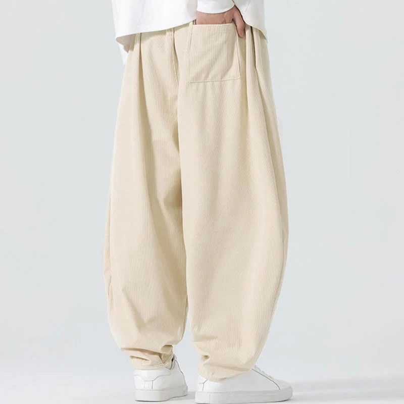 Pantaloni harem da uomo in velluto a coste tinta unita con tasche Buddha Stones Fall - Image 14
