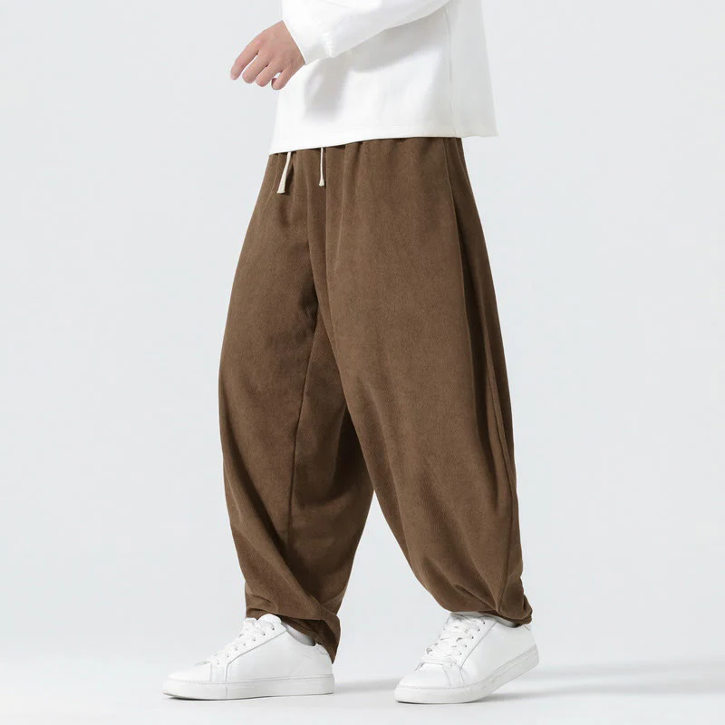 Pantaloni harem da uomo in velluto a coste tinta unita con tasche Buddha Stones Fall - Image 20
