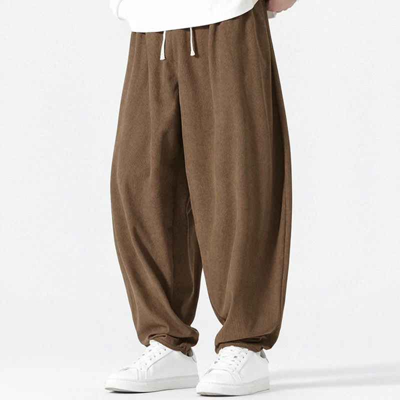 Pantaloni harem da uomo in velluto a coste tinta unita con tasche Buddha Stones Fall - Image 22