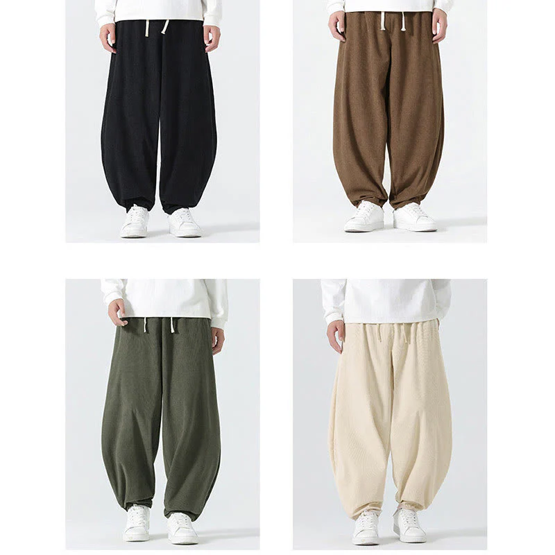 Pantaloni harem da uomo in velluto a coste tinta unita con tasche Buddha Stones Fall - Image 24