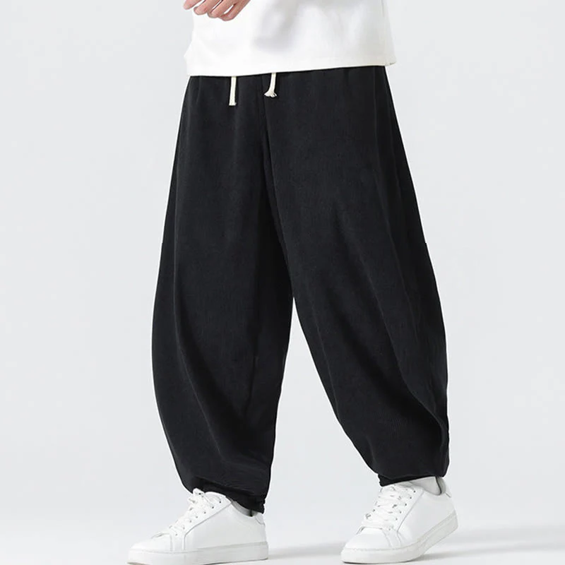 Pantaloni harem da uomo in velluto a coste tinta unita con tasche Buddha Stones Fall - Image 8