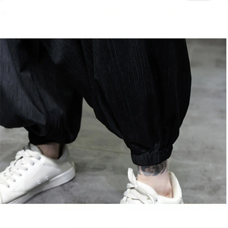 Pantaloni harem da uomo termici con coulisse in velluto a coste tinta unita Buddha Stones con tasche - Image 19