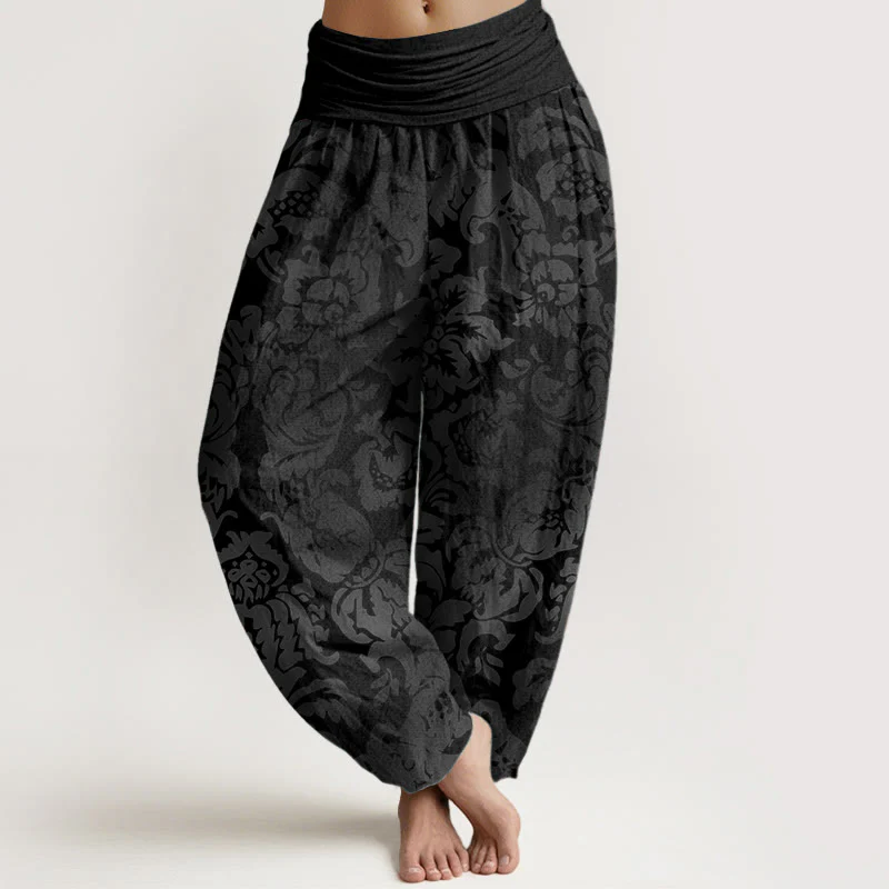 Pantaloni harem da donna con elastico in vita, in cotone, casual, con motivo a fiori e foglie, motivo Buddha Stones - Image 5